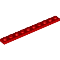 Lego destička 1x10, červená (447721)